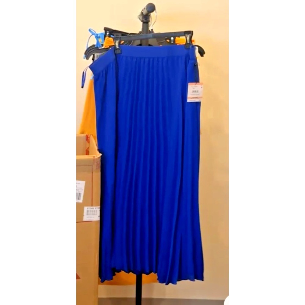 Kasper Women's (Large ) Pleated Midi Skirt Royal Blue
